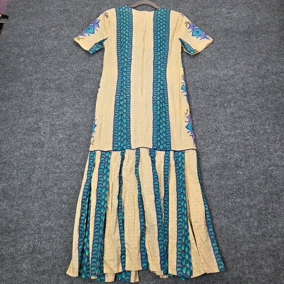 Vintage MAMO HOWELL Hawaiian Aloha Tropical Maxi Muumuu Dress Peacock Fringe 8 - Picture 12 of 15